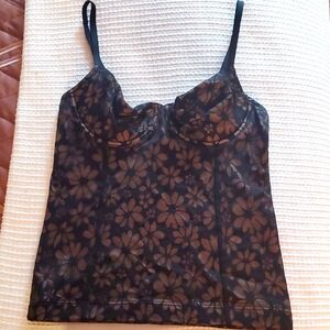 Victoria Secret Floral Black Camisole Top With Underwire And Lace